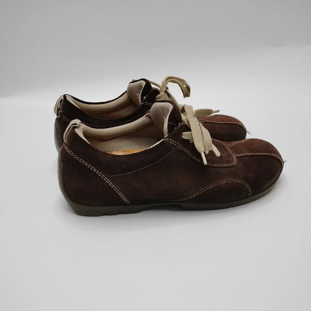 Footprints by Birkenstock Women's Brown Suede Lace Up Sneakers EU 38 US 7.5